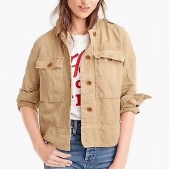 J. Crew Tan Cotton Safari Shacket Shirt Jacket size small - Picture 1 of 8
